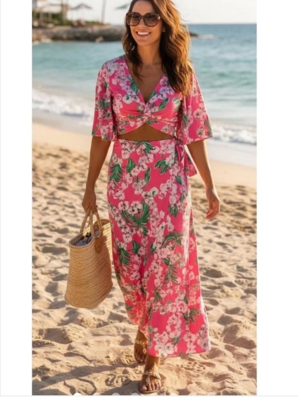 EUC Lilly Pulitzer Minka Maxi Skirt & Top Set Roxie Pink Women's Small
